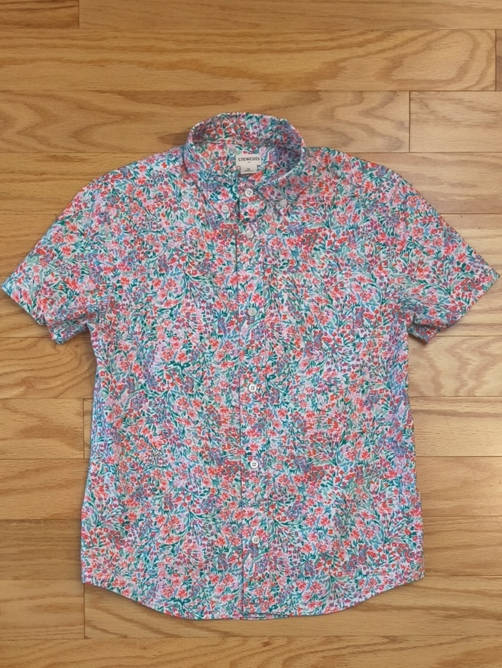 Crewcuts Boys Floral Short-Sleeve Button-up Shirt Size 12 NWOT
